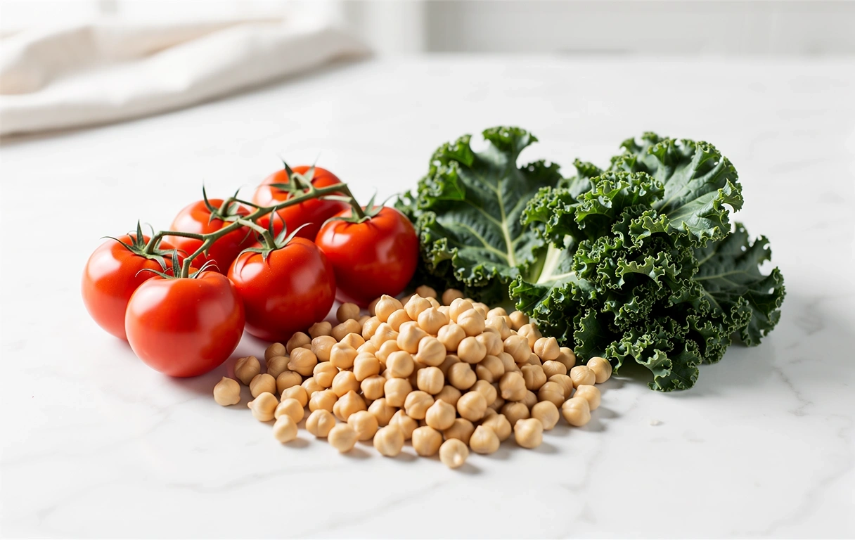 Ingredientes frescos en una cocina luminosa